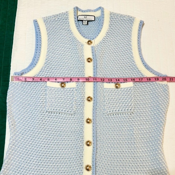 Rachel Parcell Tweed Knit Mini Dress Gold Buttons Preppy Academia Blue White XXL - Picture 11 of 13